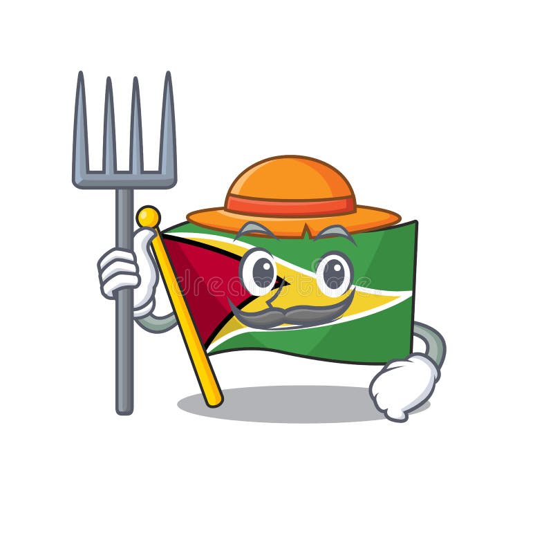 Flag guyana isolated in the cartoon farmer stock illustration