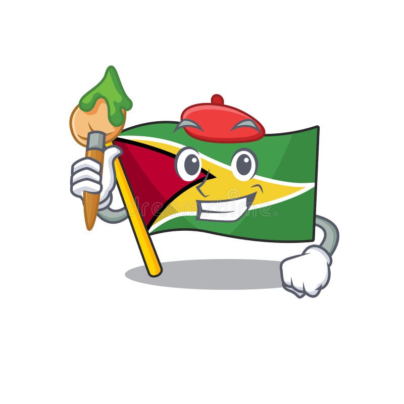 Flag guyana isolated in the cartoon painter royalty free illustration