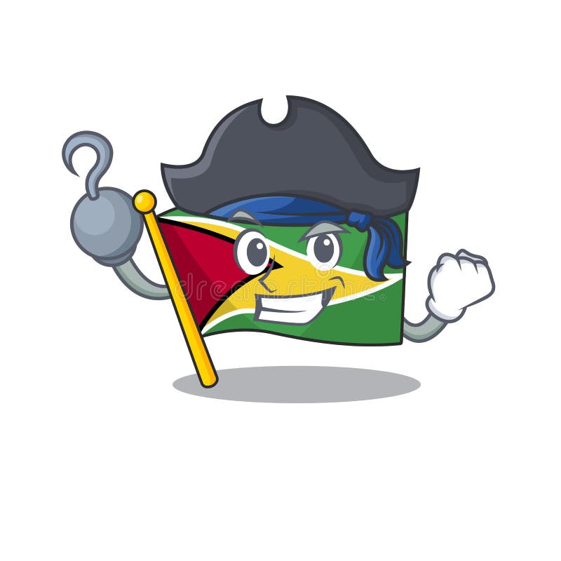 Flag guyana isolated in the cartoon pirate vector illustration