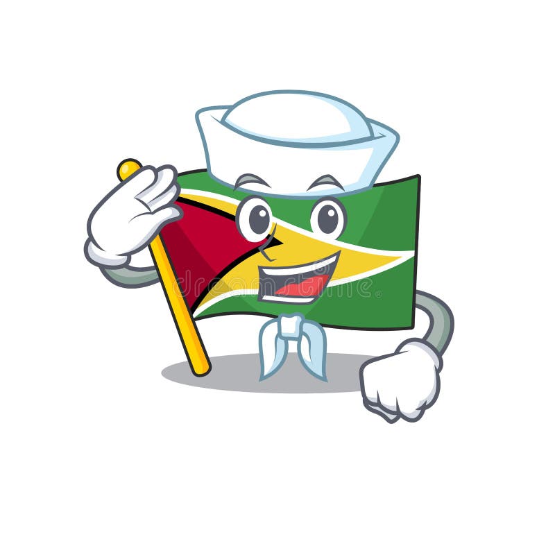 Flag guyana isolated in the cartoon sailor vector illustration