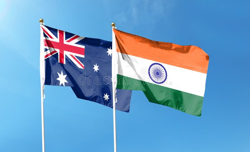 Flag of India and Australia, Fed waving flag with textured background