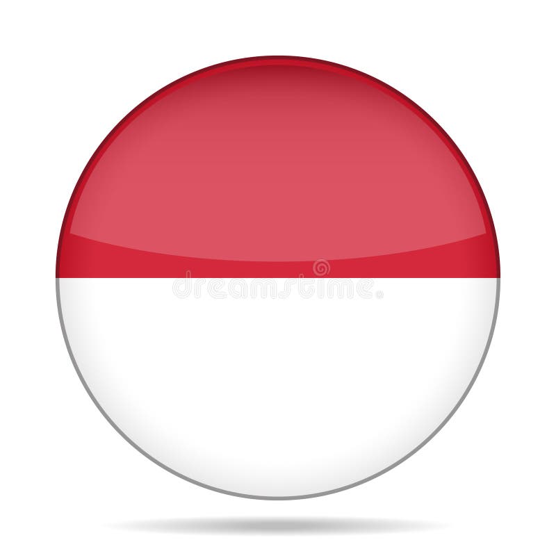 Flag  Of Indonesia  Shiny Round  Button Stock Vector 