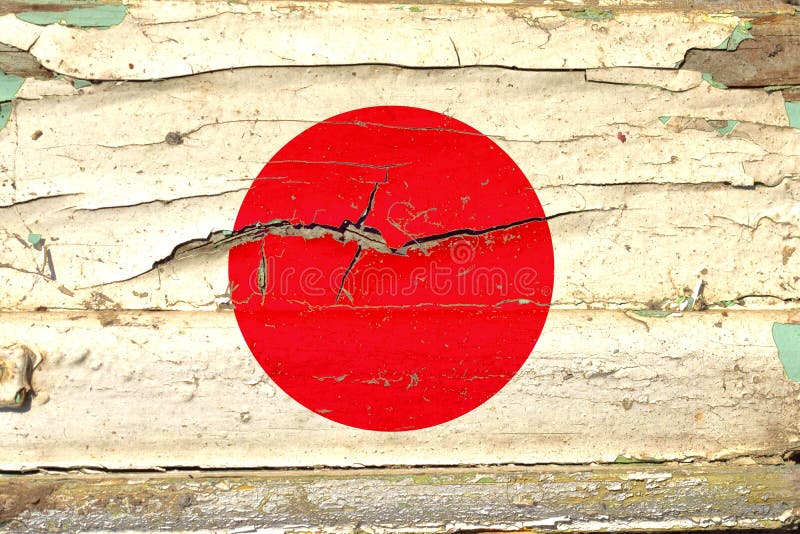 Flag of Japan Painted on an Old Wooden Surface Stock Image Image of