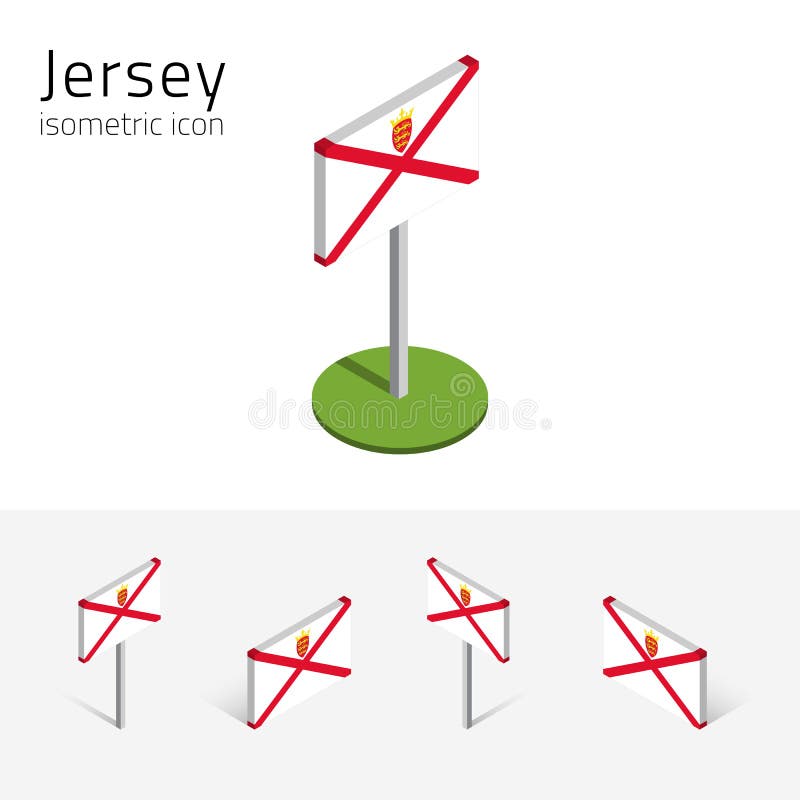 Flag of Jersey UK, Vector 3D Isometric Flat Icons Stock Vector