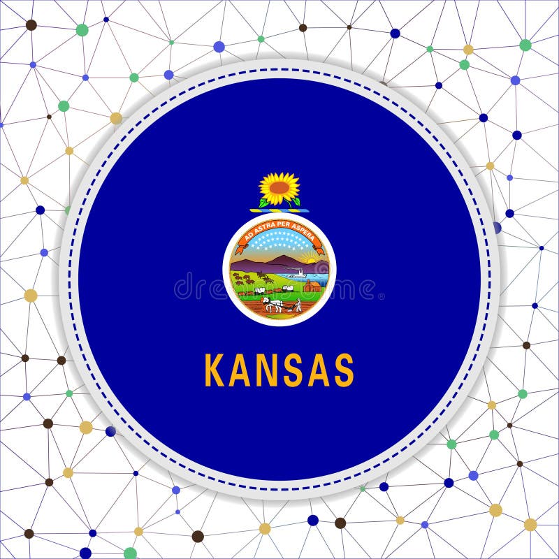 Kansas Network, Constellation Style Us State Map. Stock Vector