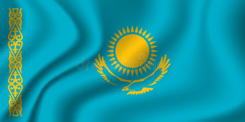 Flag of Kazakhstan. Kazakh National Symbol in Official Colors. Template Icon Stock Vector 