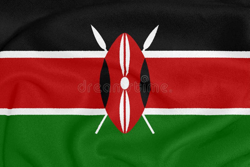 Flag of Kenya on Textured Fabric. Patriotic Symbol Stock Image Image