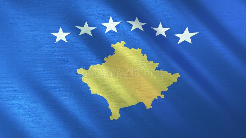 The Flag of Kosovo. Waving Silk Flag of Kosovo. High Quality Render. 3D ...