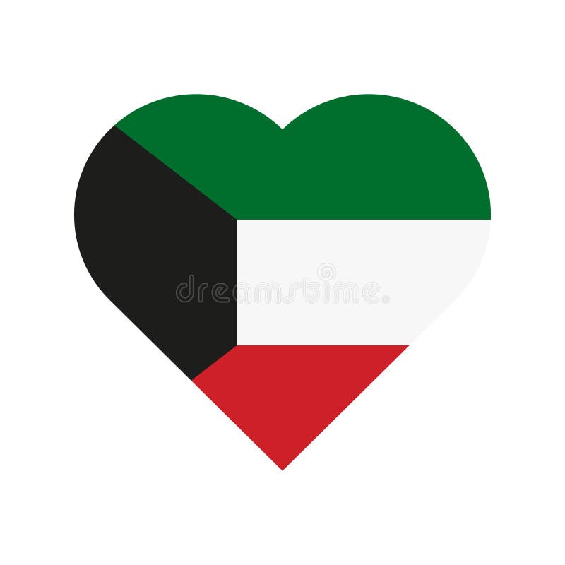 The Flag of Kuwait in a Heart Shape Vector Icon Stock Vector