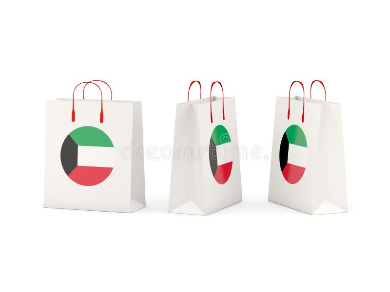 Flag of Kuwait on Shopping Bags Stock Illustration Illustration of