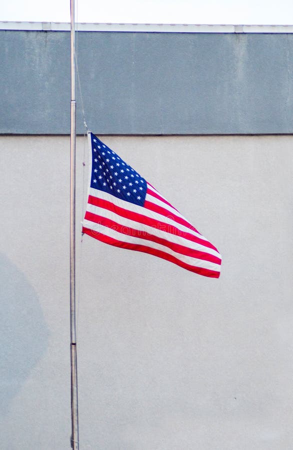 Flag Lowered To Half Mast in America Stock Image - Image of background ...