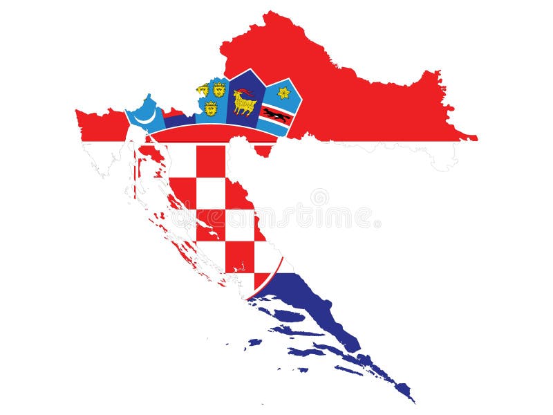 Flag Map of Croatia vector illustration