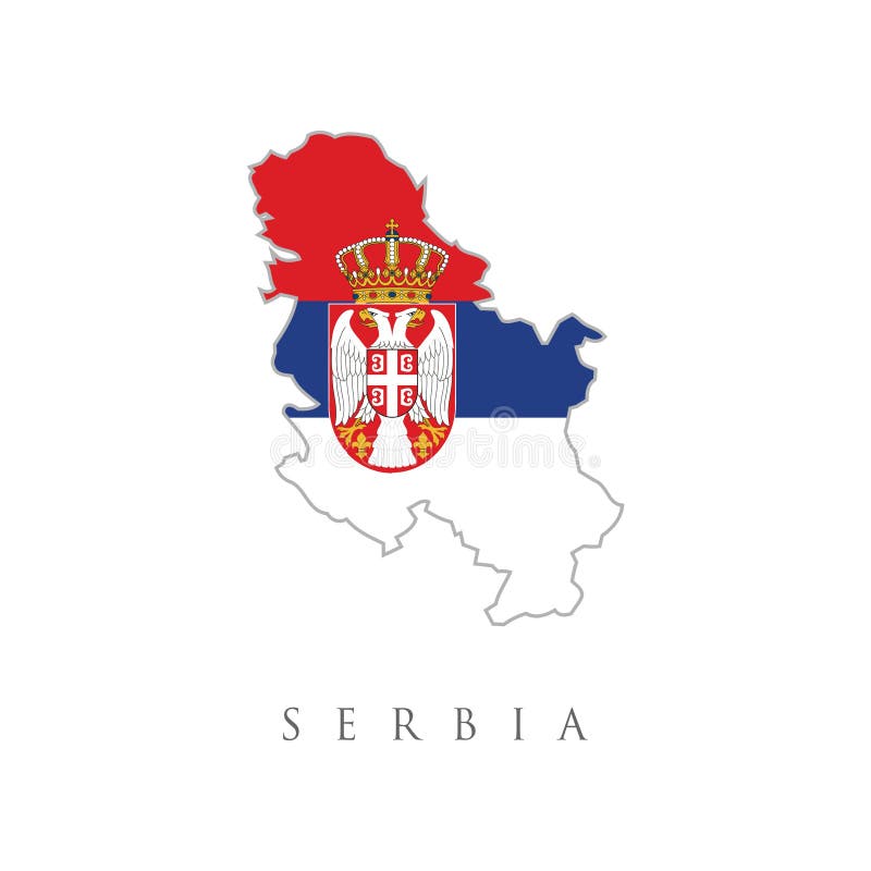 Flag Map of Serbia. Serbia Flag Map. Serbia map country of Europe, European flag illustration, vector isolated on white background