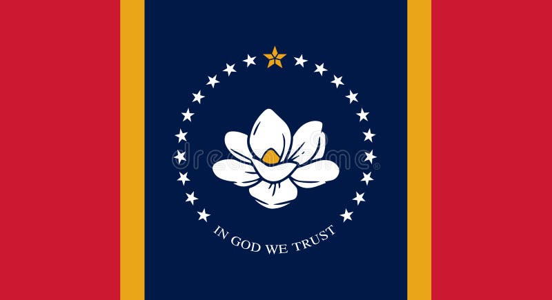 Flag of Mississippi, new Magnolia flag flat vector
