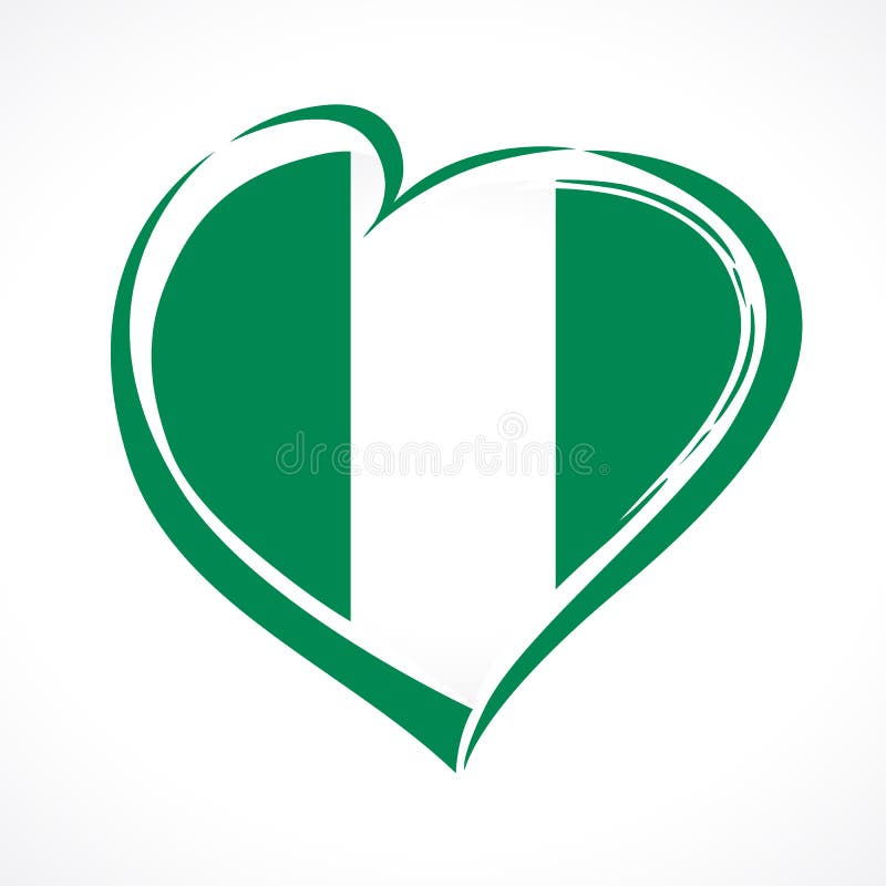 Love Nigeria, Heart Emblem in National Flag Colored Stock Vector ...