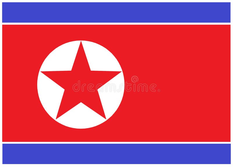 The Flag of North Korea with Red and Blue Horizontal Bands and a Red