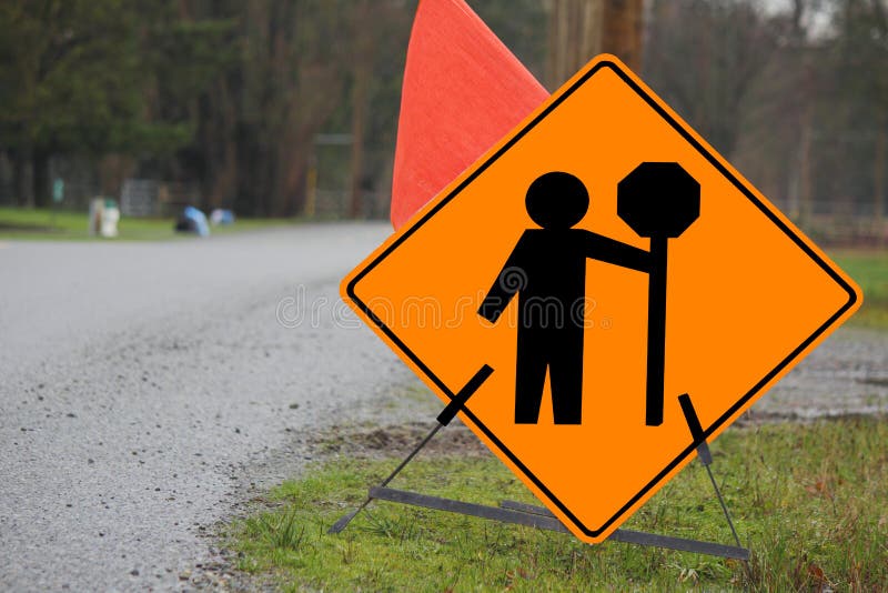 Flag Person Road Sign stock image. Image of road, orange 28175269