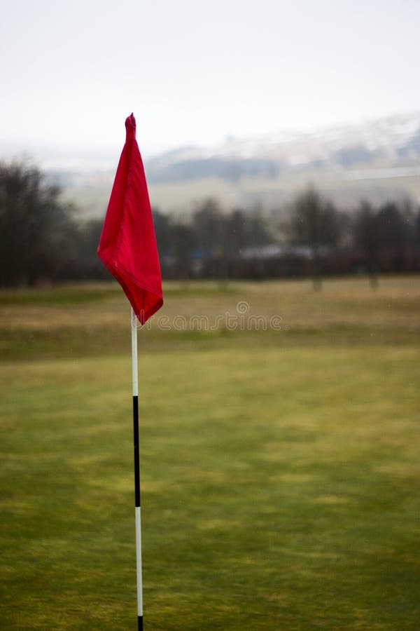 Flag Pole on Golf Course Scenic Green Background Stock Photo Image of