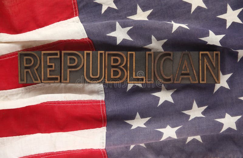 Flag with Republican word stock photo