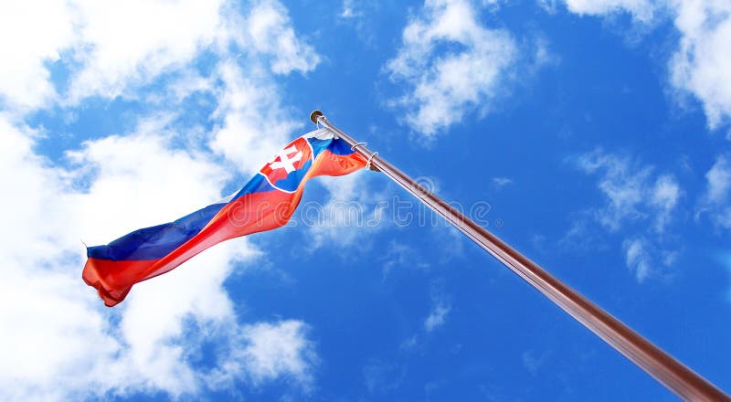 Flag of Slovakia on pole