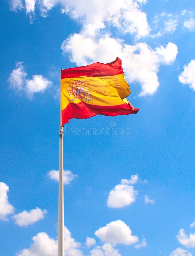 Flag of Spain stock image. Image of blazon, coat, waving 31601349