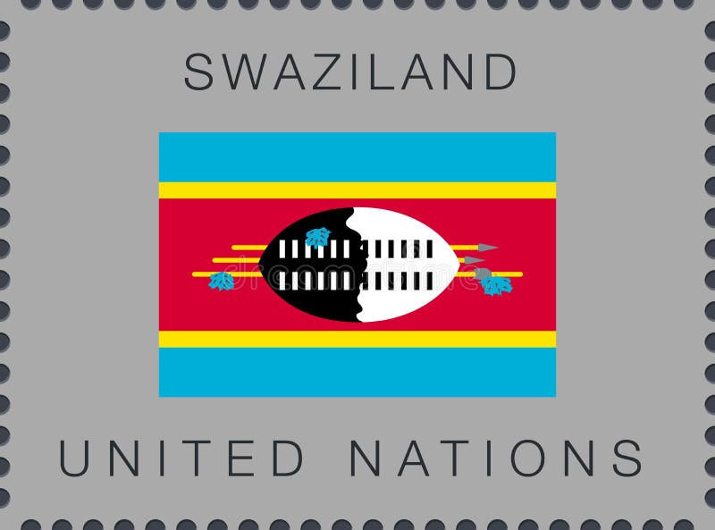Flag of Swaziland. eSwatini. Vector Sign and Icon. Postage Stamp royalty free illustration