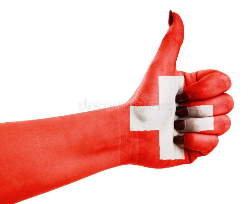 Flag of Switzerland on Hand Stock Photo Image of element, background