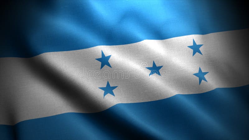 Close Up Waving Flag of Honduras. Flag Symbols of Honduras. Stock