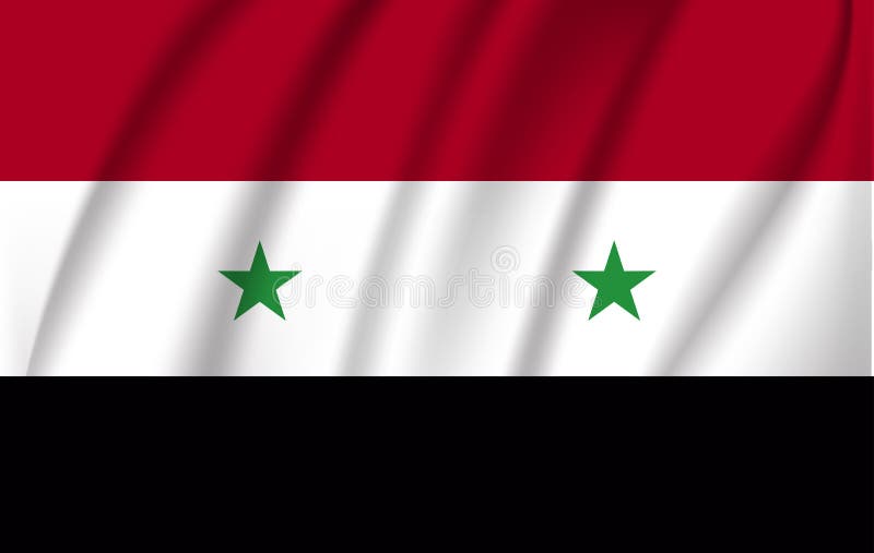 The Flag of the Syrian Arab Republic Waving Stock Illustration