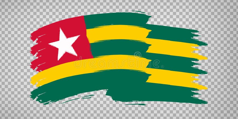 Flag Togo brush stroke background. Flag waving Togo on transparent background for your web site design, app, UI. stock illustration.