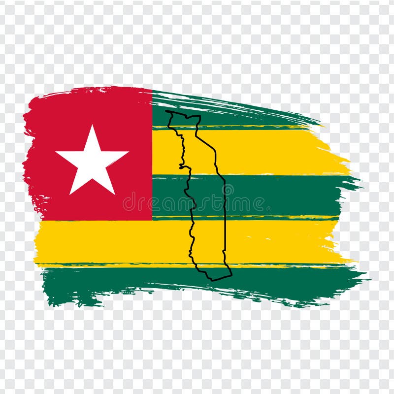 Flag Togo from brush strokes and Blank map of Togo. High quality map Togo and flag on transparent background for your web site des vector illustration