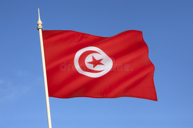 The current official flag of Tunisia dates from 1999. The star and crescent moon recalls the Ottoman flag and is therefore an indication of Tunisias history as a part of the Ottoman Empire. The current official flag of Tunisia dates from 1999. The star and crescent moon recalls the Ottoman flag and is therefore an indication of Tunisias history as a part of the Ottoman Empire.