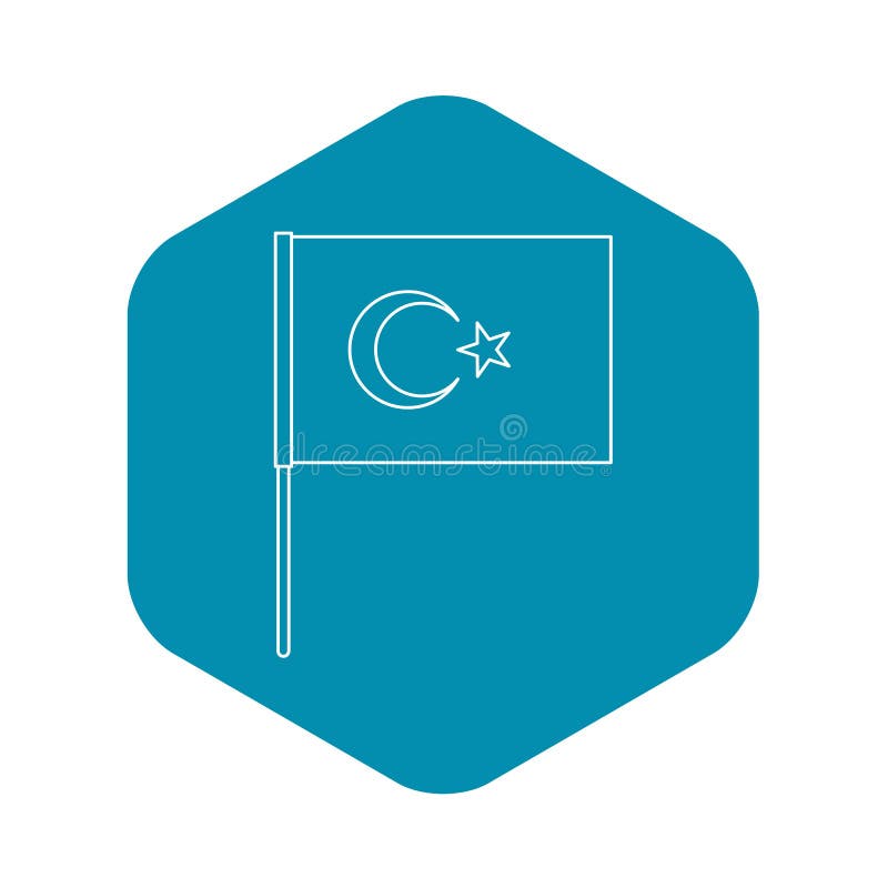 Flag of Turkey Icon, Outline Style Stock Vector Illustration of