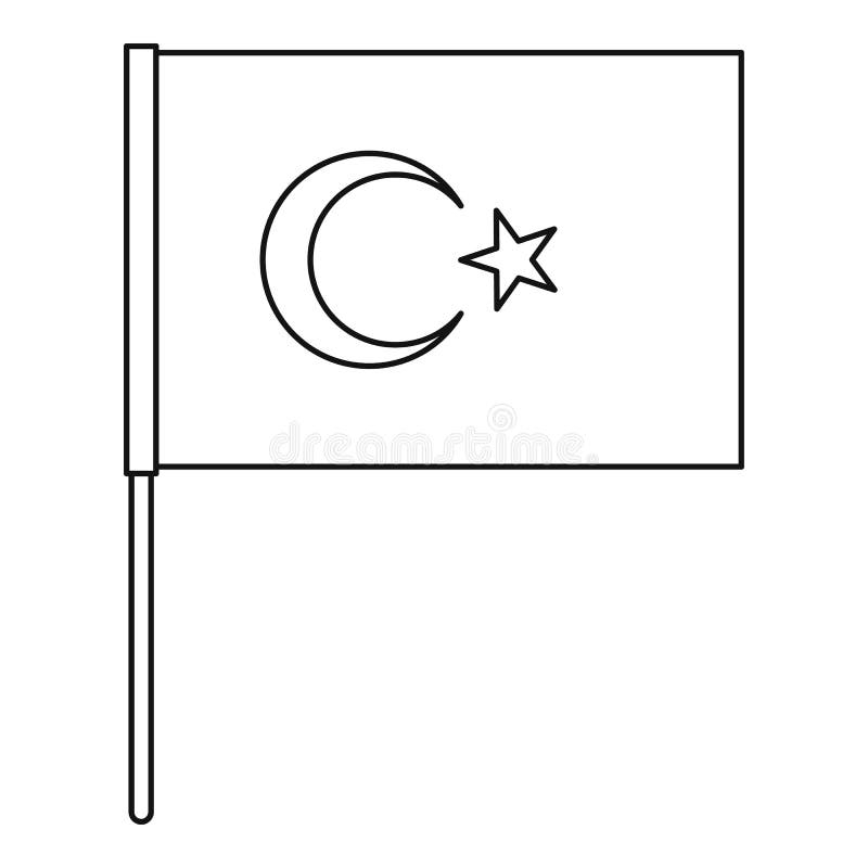 Flag of Turkey Icon, Outline Style Stock Vector Illustration of