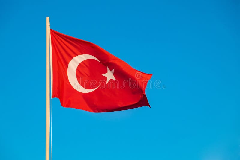 Flag of Turkey Waving in the Wind. Stock Image Image of pole
