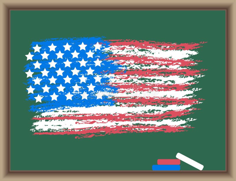 Flag of USA on a blackboard