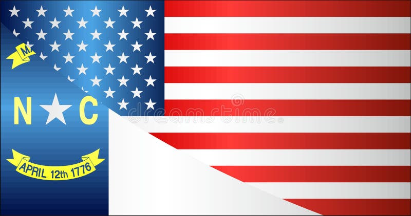 Flag of USA and North Carolina state stock illustration Flag of USA and North Carolina state stock illustration