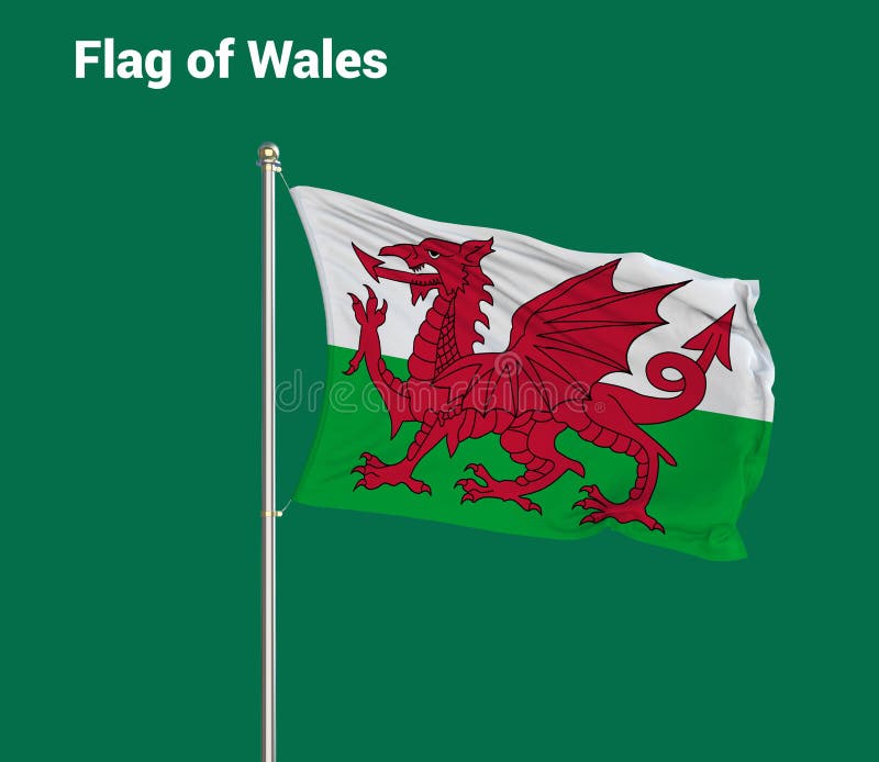 Flag of Wales, Wales Flag, National Symbol of Wales Country. Pole Flag