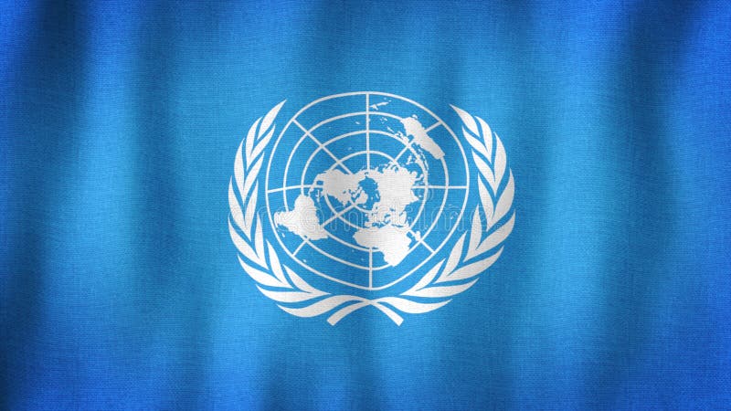 UN Flag Waving in the Wind. Closeup of Realistic United Nations Flag ...