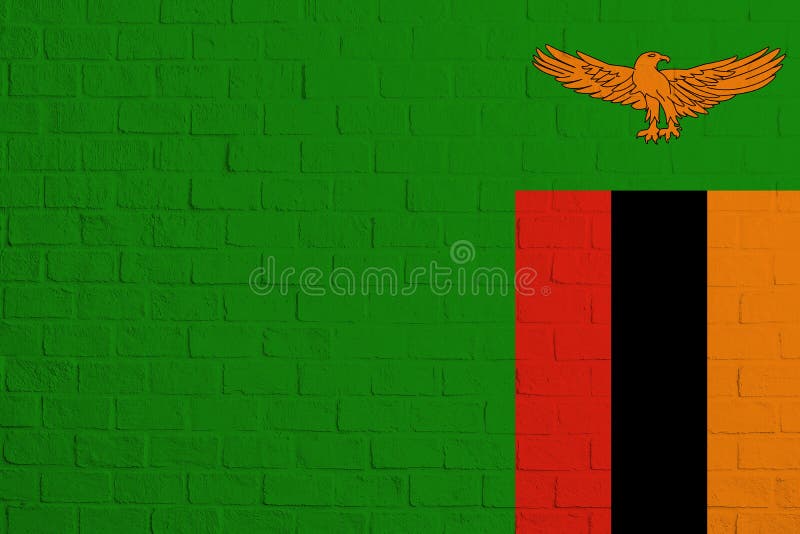 Flag of Zambia Brick Wall Texture of the Flag of Zambia Stock Image