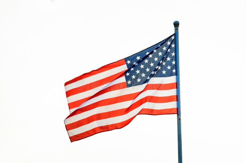 Flaga amerykańskiej falowanie na flagpole