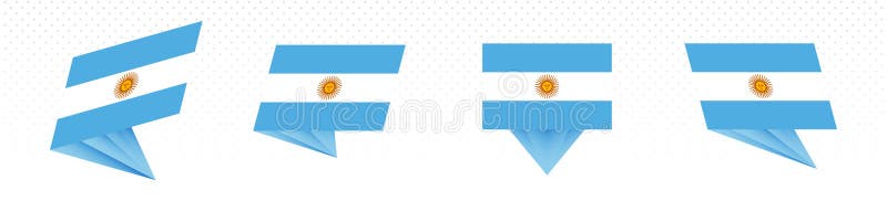 Flaga Argentyny w nowoczesnym abstrakcyjnym wzorze, zestaw flag. Flaga Argentyny w nowoczesnym abstrakcyjnym projekcie, zestaw flag wektorowych