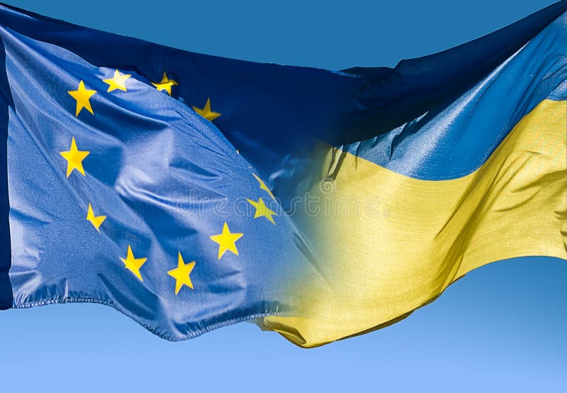 Flaga Europejski zjednoczenie i flaga Ukraina