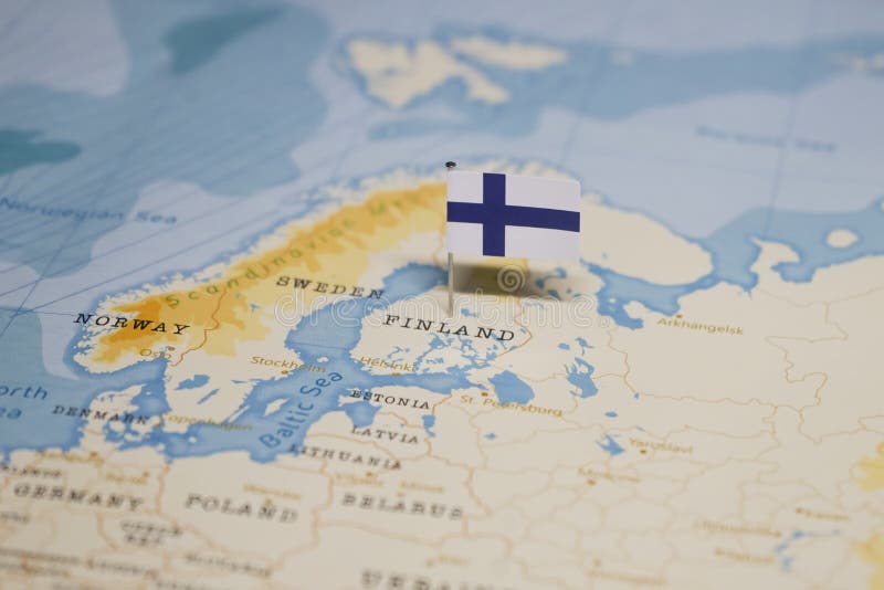 Flaga Finland w światowej mapie