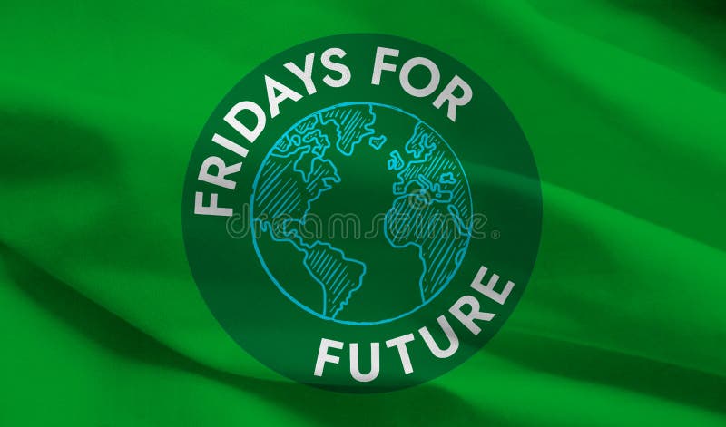 Flaga i symbol piątek dla przyszłości, ilustracja redakcyjna, graficzna