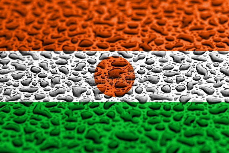 Flaga pa?stowowa Niger zrobi? wodne krople T?o prognozy poj?cie zdjęcie stock Flaga pa?stowowa Niger zrobi? wodne krople T?o prognozy poj?cie zdjęcie stock