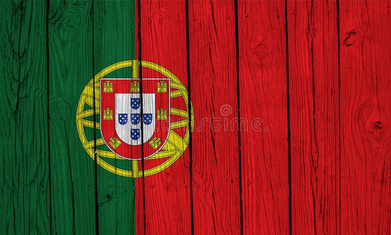 Flaga Portugalii Nad Planetami Drewna