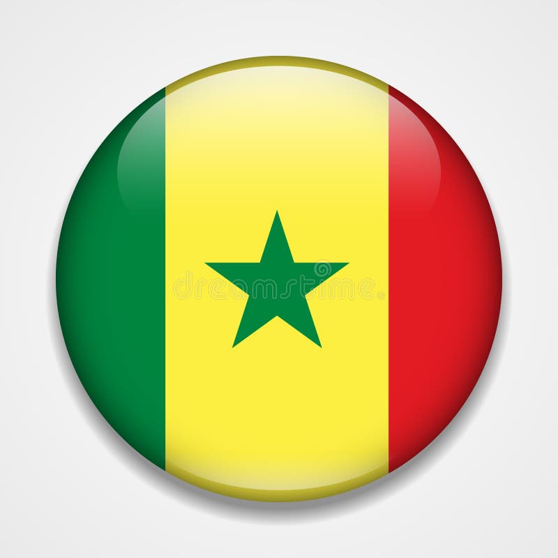 flaga Senegal Round glansowana odznaka ilustracja wektor flaga Senegal Round glansowana odznaka ilustracja wektor