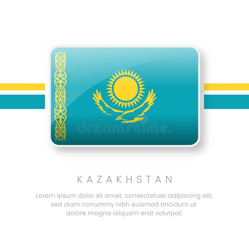 Flaga stanowa Kazachstanu - obiekt flagowy Vector Kazachstan. Realistyczny szablon projektowania i wektora flag narodowych ilustracja wektor