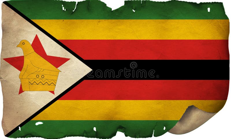Flaga Zimbabwe Na Starym Papierze zdjęcie royalty free